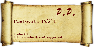 Pavlovits Pál névjegykártya