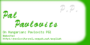 pal pavlovits business card